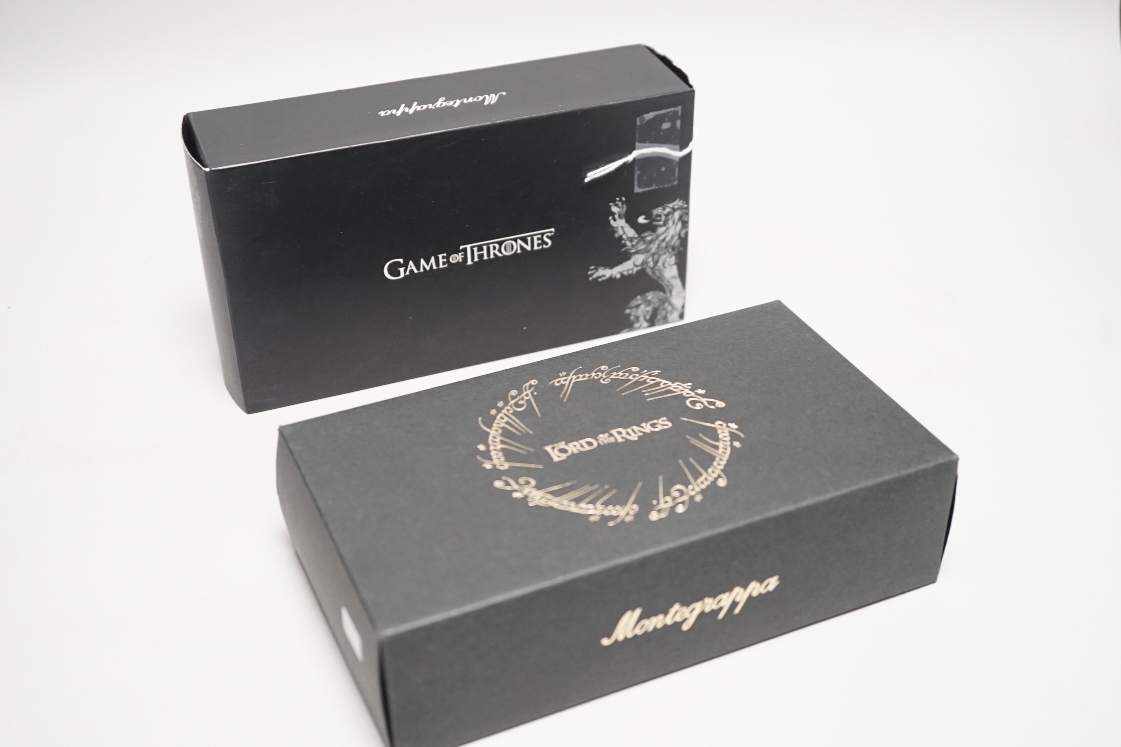 Two Montegrappa fountain pens, Game of Thrones, Westeros and Lord of the Rings, Eye of Sauron, cased